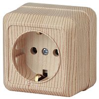 Розетка с заземлением накладная Эра Intro Quadro 1-м. сосна картинка